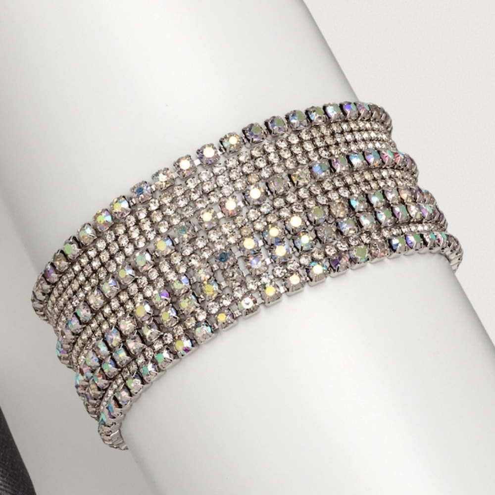 NWT Silver Multi-Row Wrap Bracelet – Made with Swarovski Crystals